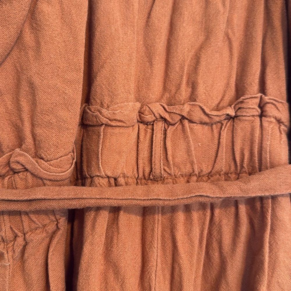 Mind Code Burnt Orange Linen Blend Cropped Jumpsu… - image 5